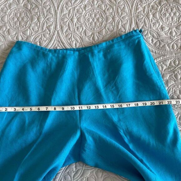 Talbots Women's Pants 100% Linen Bright Blue Lined Size 16 - Picture 9 of 12